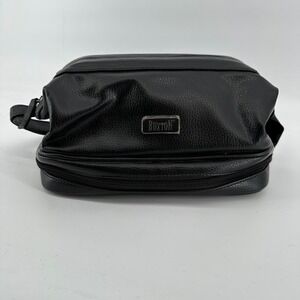 Buxton Black Faux Leather Toiletry Bag Travel Organizer Kit With Bottles
